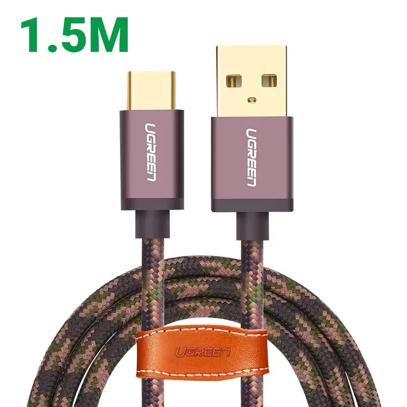 Ugreen 40430 1.5M màu Nâu Cáp sạc USB TypeC cao cấp US250