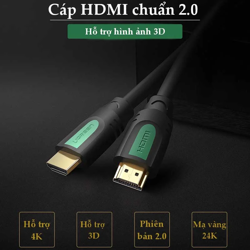 Ugreen 40465 8M màu Đen Cáp tín hiệu HDMI chuẩn 1.4 hỗ trợ phân giải 4K * 2K HD101 — ảnh 3