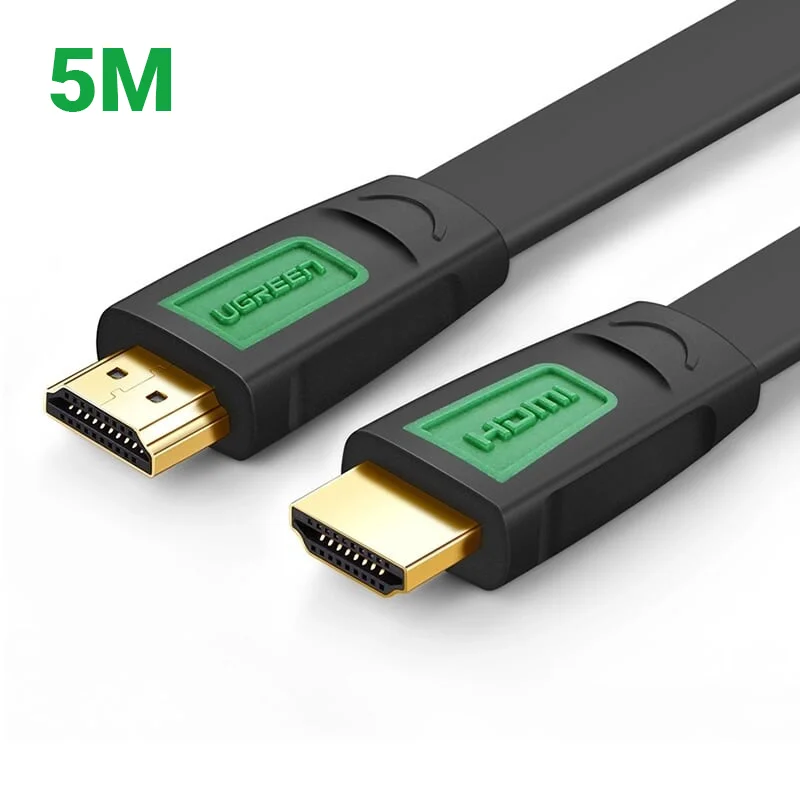 Ugreen 40473 5M màu Đen Cáp tín hiệu HDMI chuẩn 1.4 hỗ trợ phân giải 4K * 2K cáp dẹt HD101