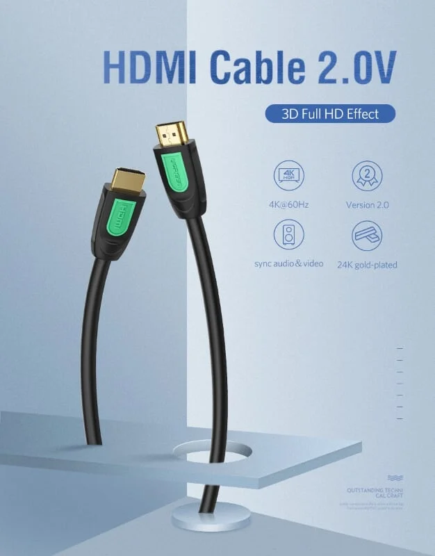 Ugreen 40474 8M màu Đen Cáp tín hiệu HDMI chuẩn 1.4 hỗ trợ phân giải 4K * 2K cáp dẹt HD101 — ảnh 2