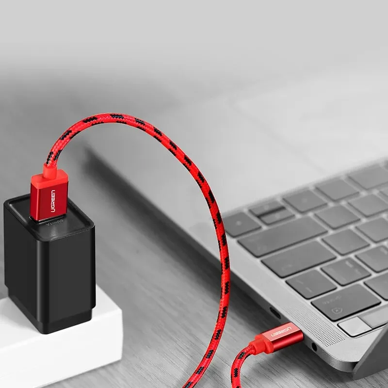Ugreen 40486 2M màu đỏ Cáp sạc USB TypeC cao cấp US250