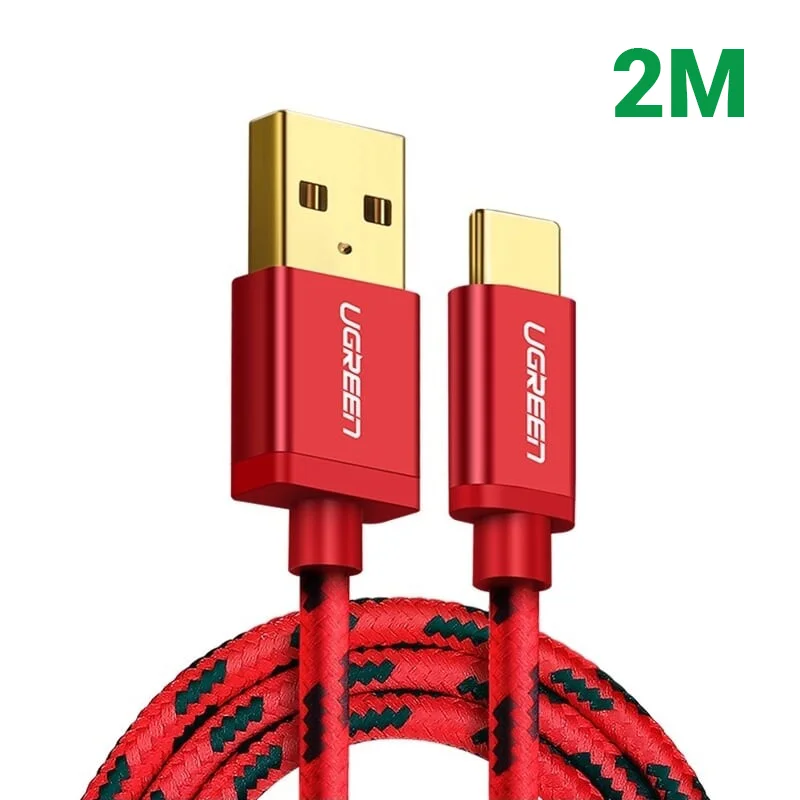 Ugreen 40486 2M màu đỏ Cáp sạc USB TypeC cao cấp US250