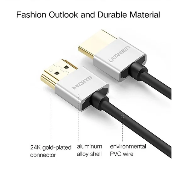 Ugreen 40487 0.5M màu Hồng Cáp tín hiệu HDMI chuẩn 2.0 sợi siêu nhỏ cao cấp HD117 — ảnh 9