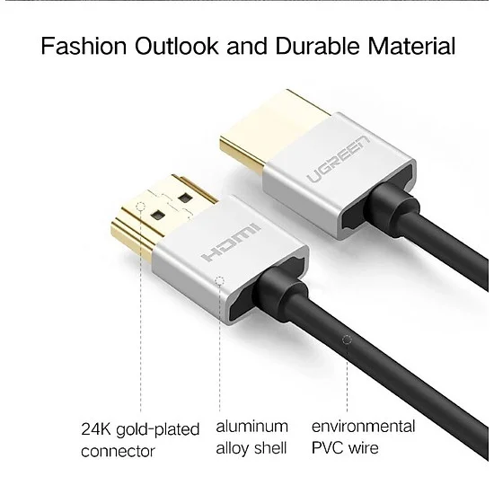 Ugreen 40491 3M màu Hồng Cáp tín hiệu HDMI chuẩn 2.0 sợi siêu nhỏ cao cấp HD117 — ảnh 9