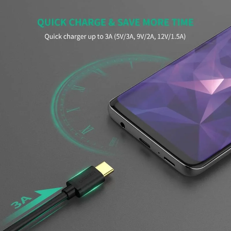 Ugreen 40553 1m màu đen cáp USB type C sạc nhanh và truyền dữ liệu US141 — ảnh 2