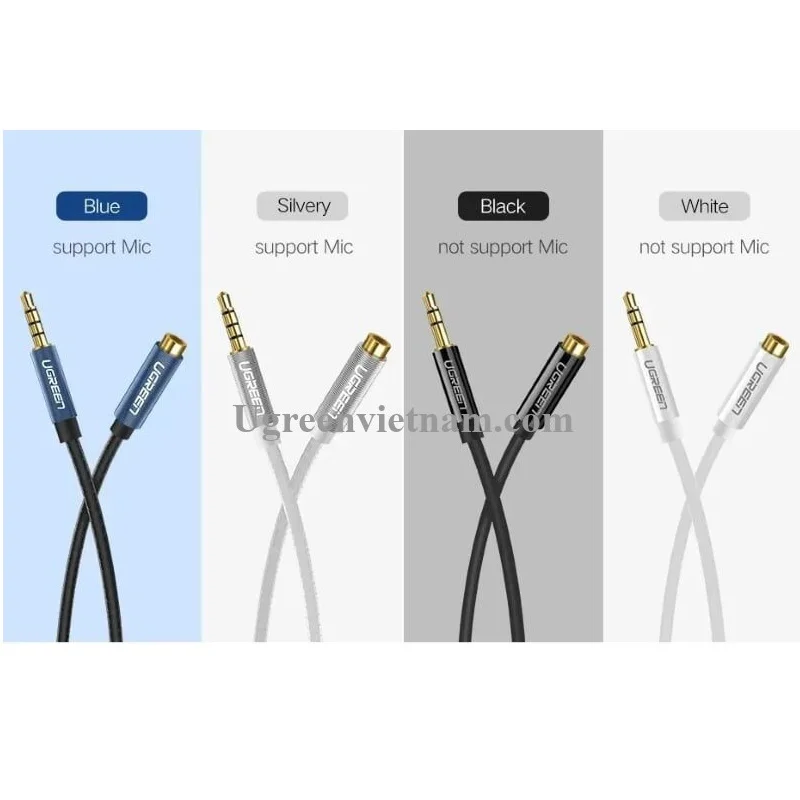 Ugreen 40677 1M màu Trắng Cáp âm thanh 3.5mm nối dài đầu nhôm AV118 — ảnh 5