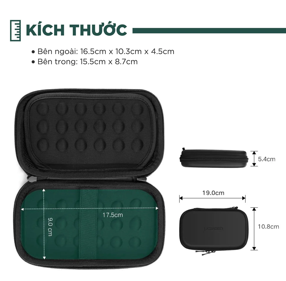 Ugreen 40707 Màu Đen Hộp đựng ổ cứng 2.5 HDD chống sốc