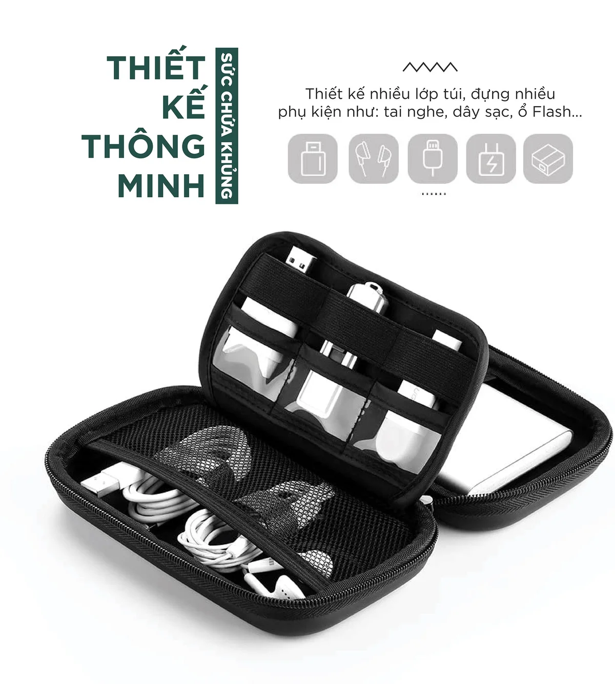 Ugreen 40707 Màu Đen Hộp đựng ổ cứng 2.5 HDD chống sốc