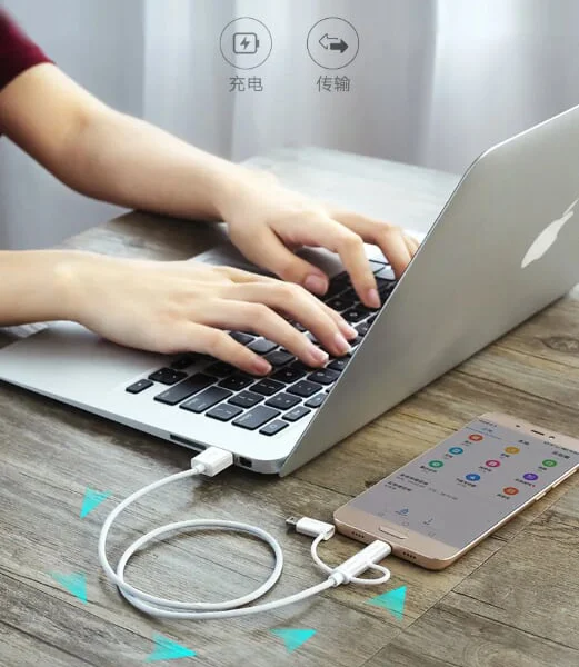 Ugreen 40766 0.5m màu Bạc Cáp dữ liệu USB 3in1 micro-lightning-mini USB US185 — ảnh 11