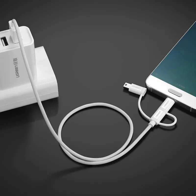 Ugreen 40766 0.5m màu Bạc Cáp dữ liệu USB 3in1 micro-lightning-mini USB US185 — ảnh 3