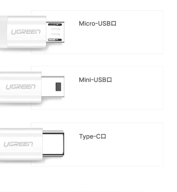 Ugreen 40769 2m màu Bạc Cáp dữ liệu USB 3in1 micro-lightning-mini USB US185