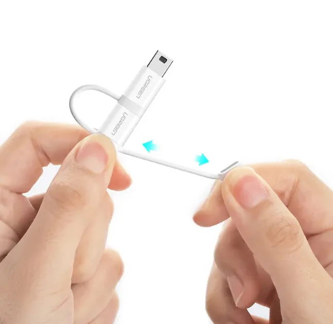 Ugreen 40766 0.5m màu Bạc Cáp dữ liệu USB 3in1 micro-lightning-mini USB US185 — ảnh 7
