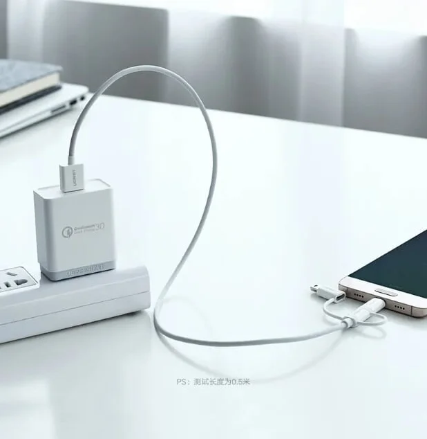 Ugreen 40766 0.5m màu Bạc Cáp dữ liệu USB 3in1 micro-lightning-mini USB US185 — ảnh 8