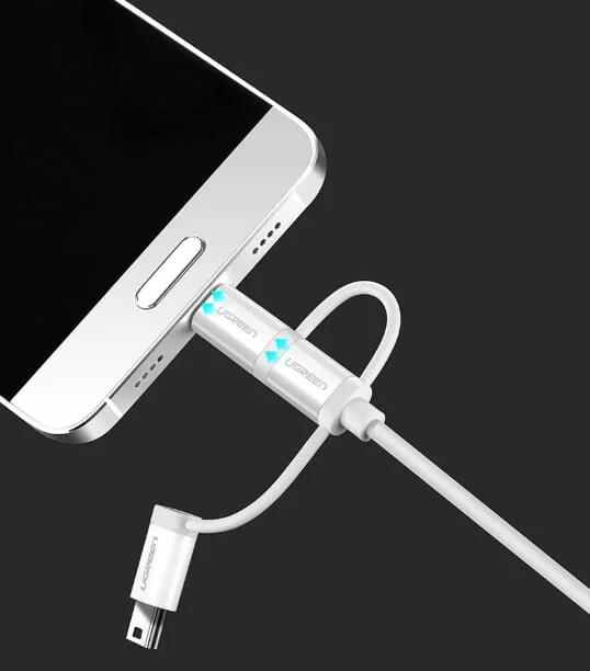 Ugreen 40766 0.5m màu Bạc Cáp dữ liệu USB 3in1 micro-lightning-mini USB US185 — ảnh 10