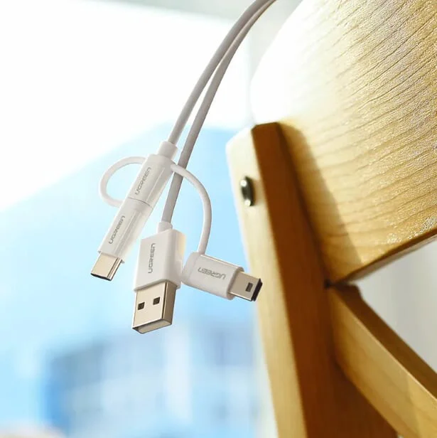 Ugreen 40767 1m màu Bạc Cáp dữ liệu USB 3in1 micro-lightning-mini USB US185 — ảnh 6