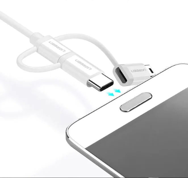 Ugreen 40769 2m màu Bạc Cáp dữ liệu USB 3in1 micro-lightning-mini USB US185 — ảnh 2