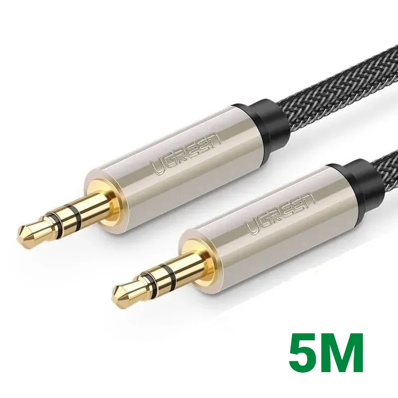 Ugreen 40783 5M màu Đen Cáp âm thanh 2 đầu 3.5mm dương đầu bọc kim loại cao cấp AV125