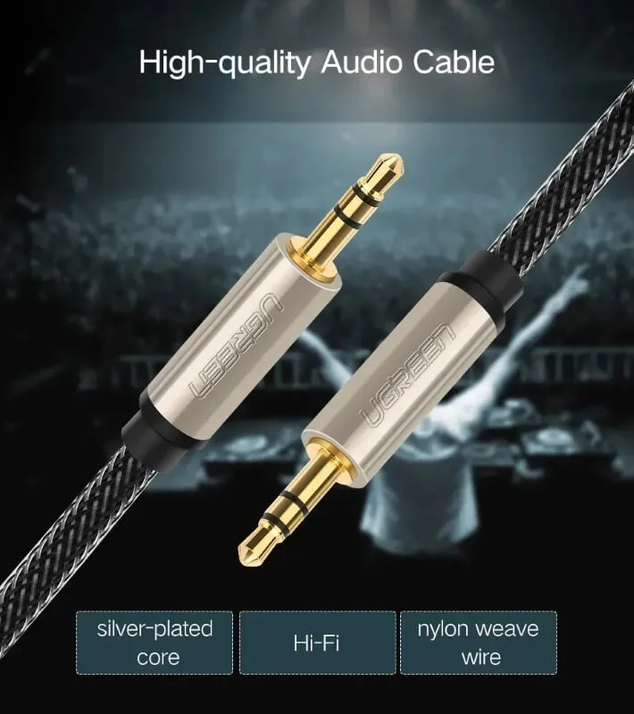 Ugreen 40784 8M màu Đen Cáp âm thanh 2 đầu 3.5mm dương đầu bọc kim loại cao cấp AV125 — ảnh 9