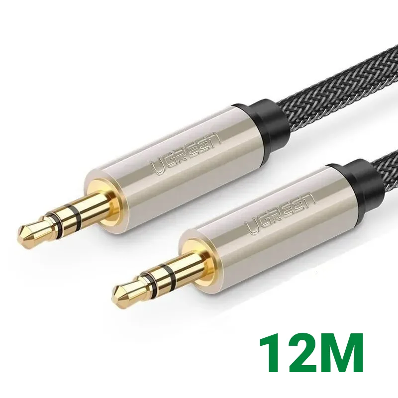 Ugreen 40786 12M màu Đen Cáp âm thanh 2 đầu 3.5mm dương đầu bọc kim loại cao cấp AV125