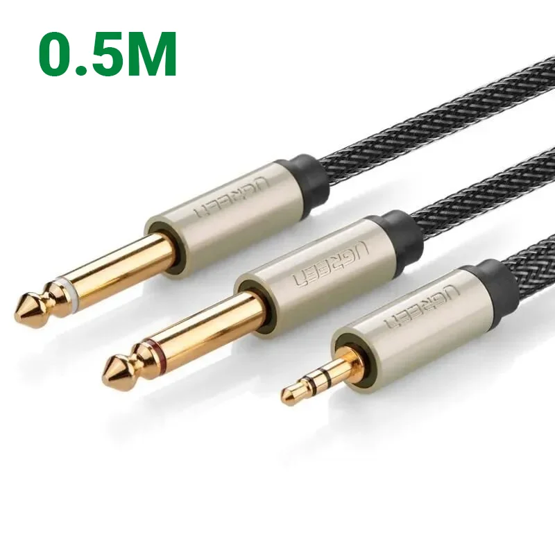 Ugreen 40789 0.5M Màu Đen Cáp âm thanh 2 đầu 6.5mm dương sang 3.5mm dương cao cấp AV126 — ảnh 1