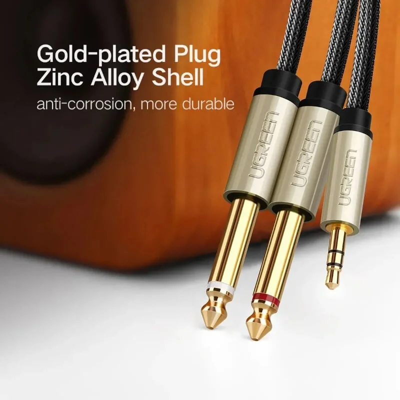 Ugreen 40792 2M Màu Đen Cáp âm thanh 2 đầu 6.5mm dương sang 3.5mm dương cao cấp AV126 — ảnh 4