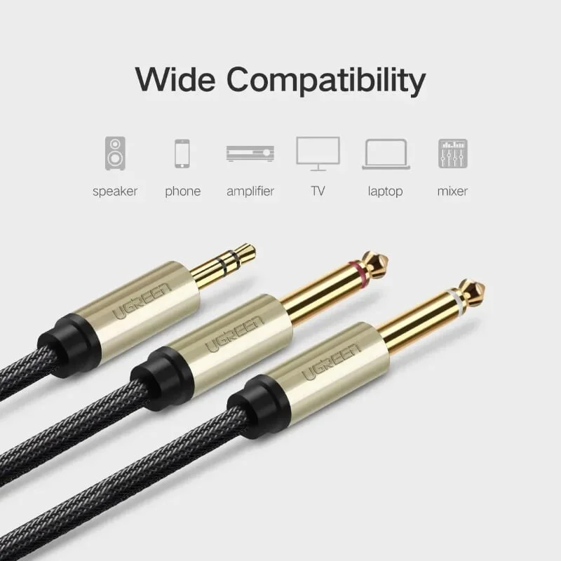 Ugreen 40795 8M Màu Đen Cáp âm thanh 2 đầu 6.5mm dương sang 3.5mm dương cao cấp AV126 — ảnh 3