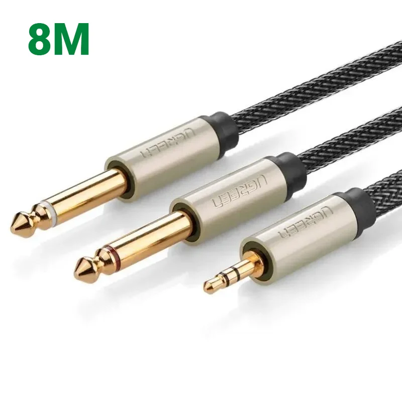 Ugreen 40795 8M Màu Đen Cáp âm thanh 2 đầu 6.5mm dương sang 3.5mm dương cao cấp AV126