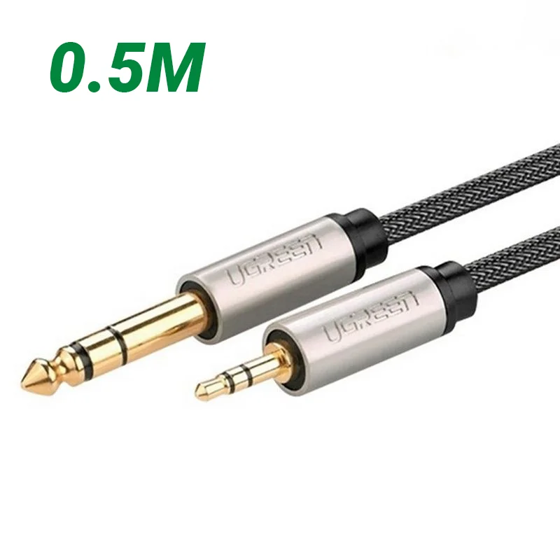 Ugreen 40801 0.5M màu Đen Cáp âm thanh 3.5mm sang 6.5mm cao cấp AV127