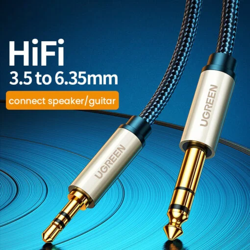 Ugreen 40802 1M màu Đen Cáp âm thanh 3.5mm sang 6.5mm cao cấp AV127 — ảnh 2