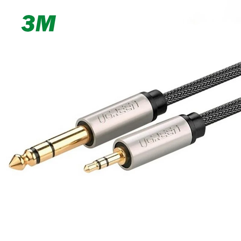 Ugreen 40805 3M màu Đen Cáp âm thanh 3.5mm sang 6.5mm cao cấp AV127
