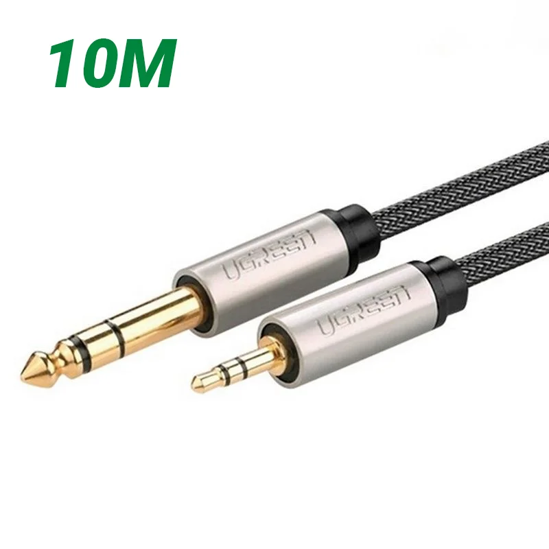 Ugreen 40808 10M màu Đen Cáp âm thanh 3.5mm sang 6.5mm cao cấp AV127