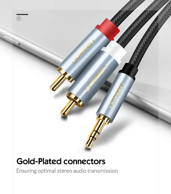 Ugreen 40840 0.5M màu Đen Cáp âm thanh 2 đầu Bông sen sang 3.5mm Dương AV135
