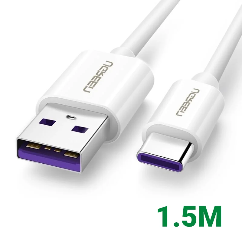 Ugreen 40889 1.5M 5A màu Trắng Dây USB sang USB Type-C vỏ ABS US253