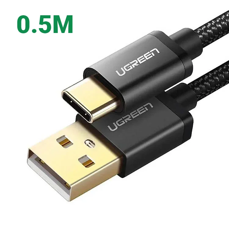 Ugreen 40988 0.5M 3A màu Đen Cáp USB TypeC sang USB 2.0 Hỗ trợ sạc nhanh US174