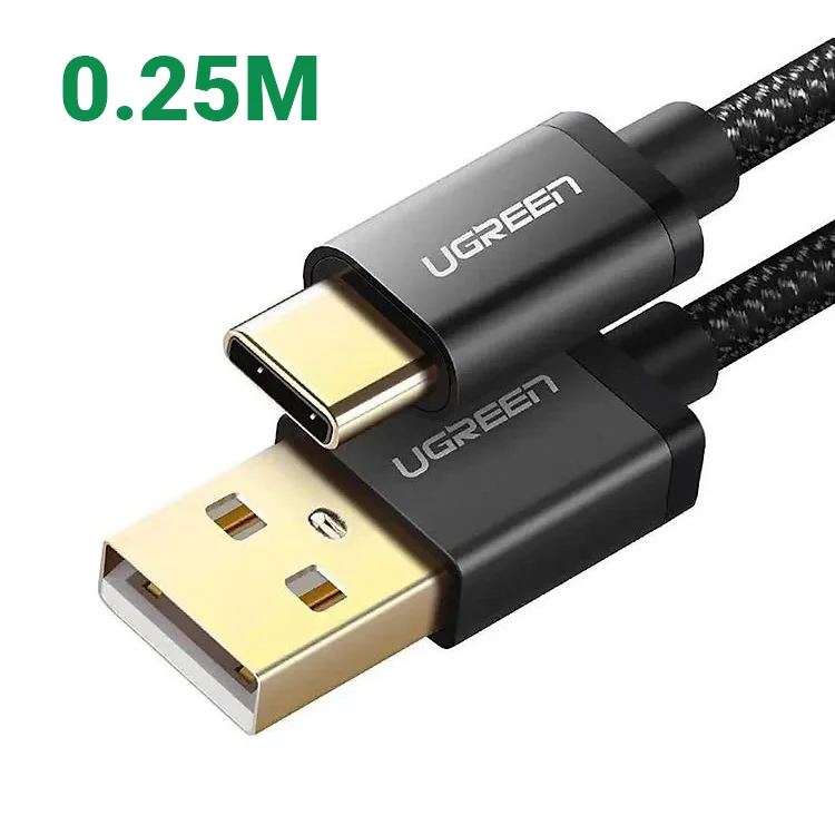Ugreen 40993 0.25M 3A màu Đen Cáp USB TypeC sang USB 2.0 Hỗ trợ sạc nhanh US174 — ảnh 1