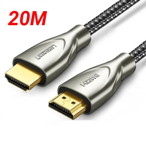 Ugreen 50115 20M màu Đen Cáp tín hiệu HDMI chuẩn 2.0 dây bọc lưới đầu hợp kim cao cấp HD131