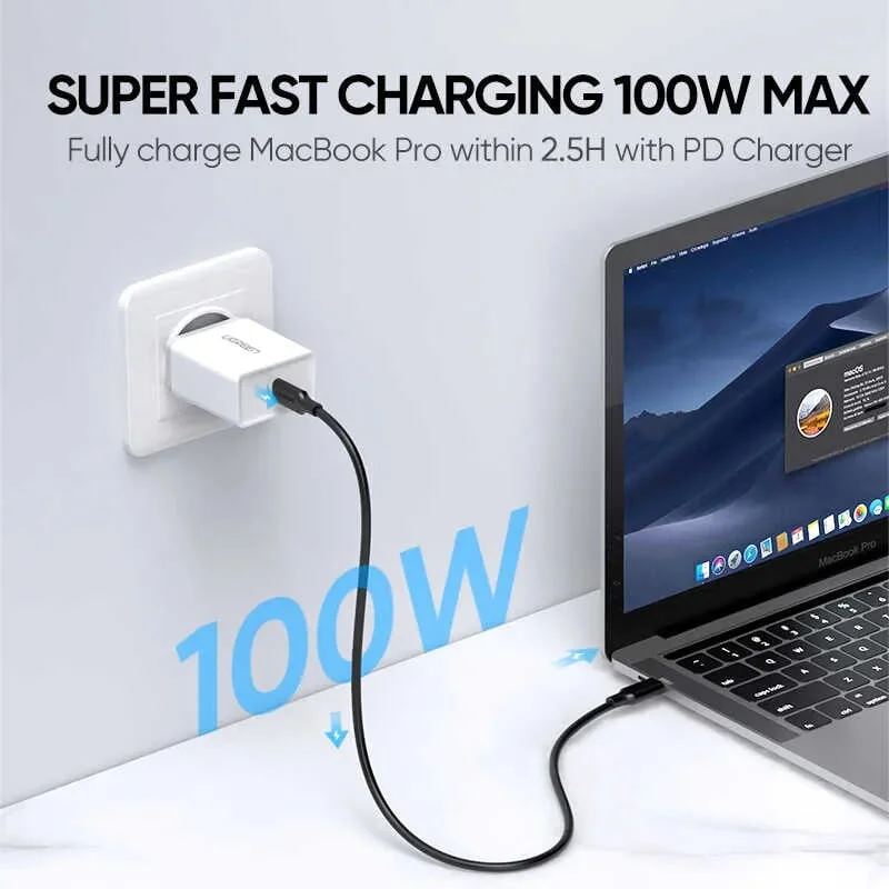 Ugreen 50230 1M màu đen Dây USB Type-C sang USB Type-C US266 — ảnh 2