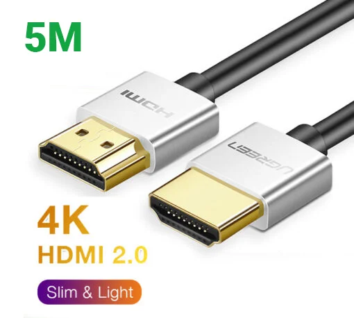Ugreen 50304 5M màu Bạc Cáp tín hiệu HDMI chuẩn 2.0 sợi siêu nhỏ cao cấp HD117
