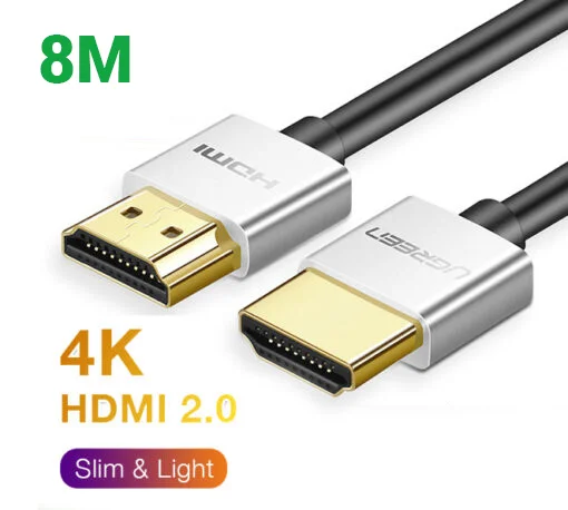 Ugreen 50305 8M màu Bạc Cáp tín hiệu HDMI chuẩn 2.0 sợi siêu nhỏ cao cấp HD117