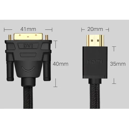 Ugreen 50348 2M màu Đen Cáp chuyển đổi HDMI sang DVI 24 + 1 thuần đồng HD133 — ảnh 4