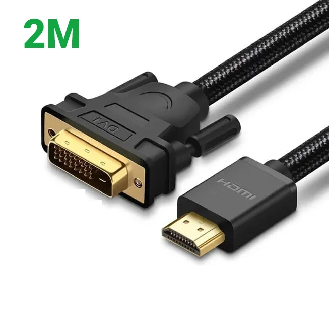 Ugreen 50348 2M màu Đen Cáp chuyển đổi HDMI sang DVI 24 + 1 thuần đồng HD133