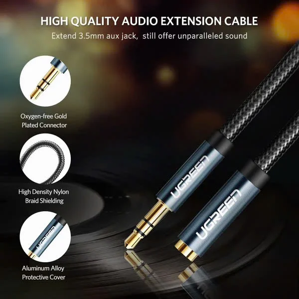 Ugreen 50439 3M 3.5mm Đầu mạ vàng có hỗ trợ MIC Màu Đen cáp nối dài AV118 — ảnh 13