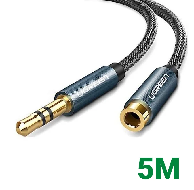 Ugreen 50440 5M 3.5mm Đầu mạ vàng có hỗ trợ MIC Màu Đen cáp nối dài AV118