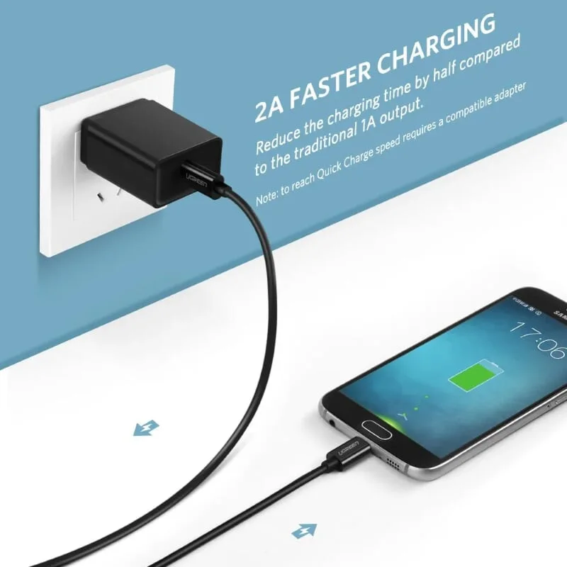 Ugreen 50444 1m màu đen cáp USB Type-C ra Micro USB 2 đầu đực US243