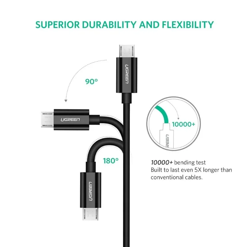 Ugreen 50444 1m màu đen cáp USB Type-C ra Micro USB 2 đầu đực US243