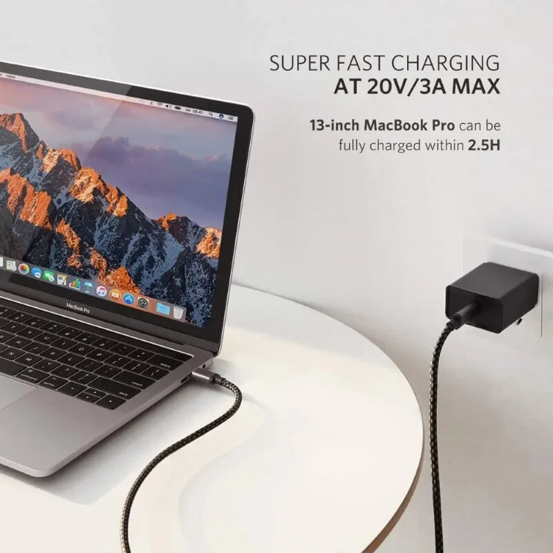 Ugreen 50449 2m 2.0 màu đen dây bện vải cotton mạ nickel cáp USB 2 đầu Type C US161