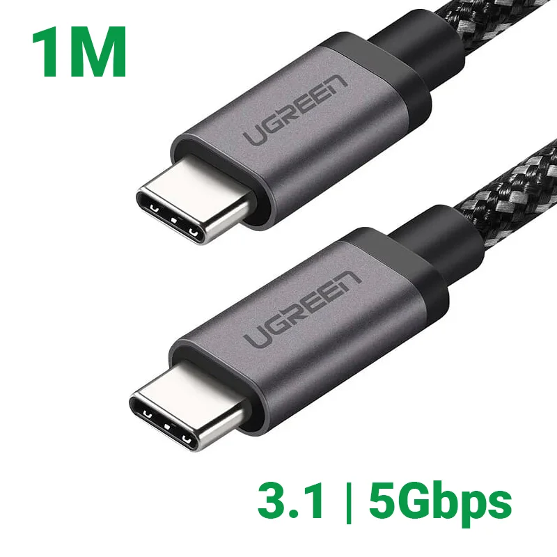 Ugreen 50477 1M 60w 5Gbps cáp USB type C ra USB-C v3.1 Gen1 sạc nhanh chuẩn PD 3A màu đen US161