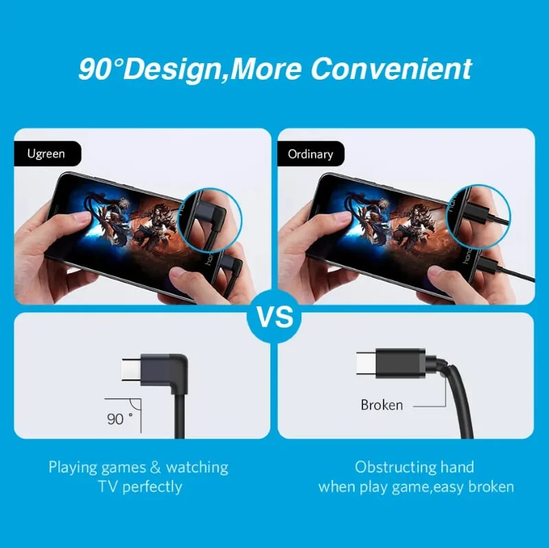 Ugreen 50521 1M Dây USB sang USB-C vuông góc US274 — ảnh 7