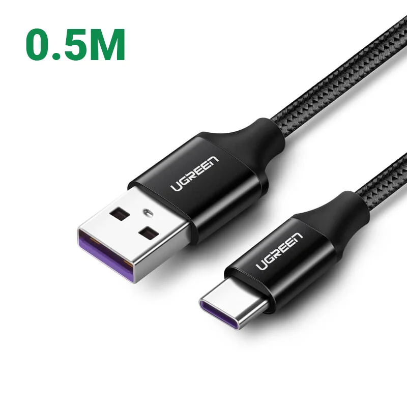 Ugreen 50566 0.5M 5A Cáp dữ liệu USB Type-C sang USB 2.0 màu đen US279