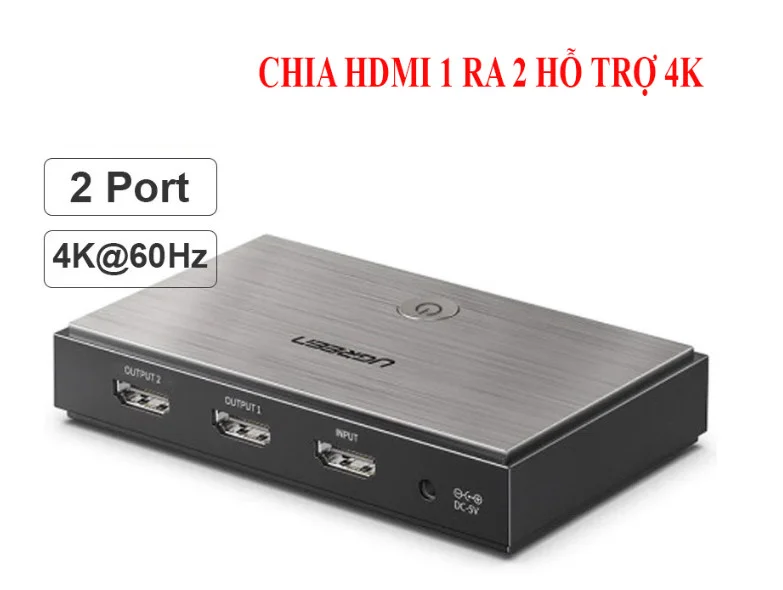 Ugreen 50707 Bộ chia HDMI 1 ra 2 chuẩn HDMI 2.0 CM186
